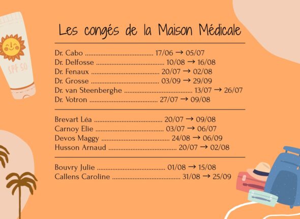 Les congés de la Maison Médicale